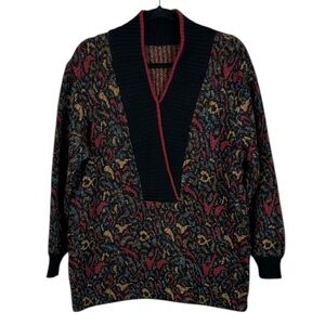 Vintage Jaeger Lambswool Angora Ribbed Knit V Neck Sweater Large Grandpacore